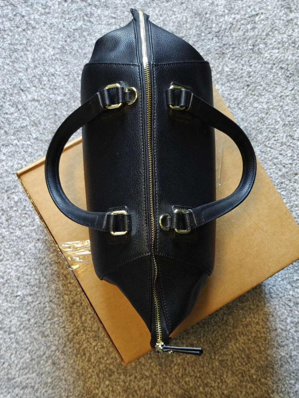 Ora Delphine Josie Black Leather Satchel Handbag